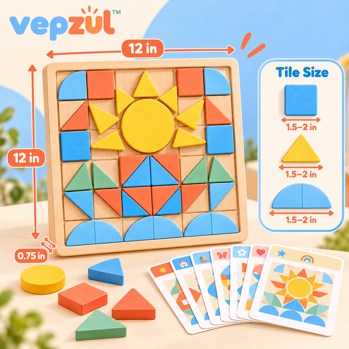 𝐯𝐞𝐩𝐳𝐮𝐥™ Pattern Pop Reusable Mosaic Tile Board