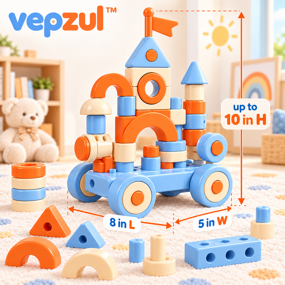 𝐯𝐞𝐩𝐳𝐮𝐥™ Wonder Wheels Rolling Shape Builder Set