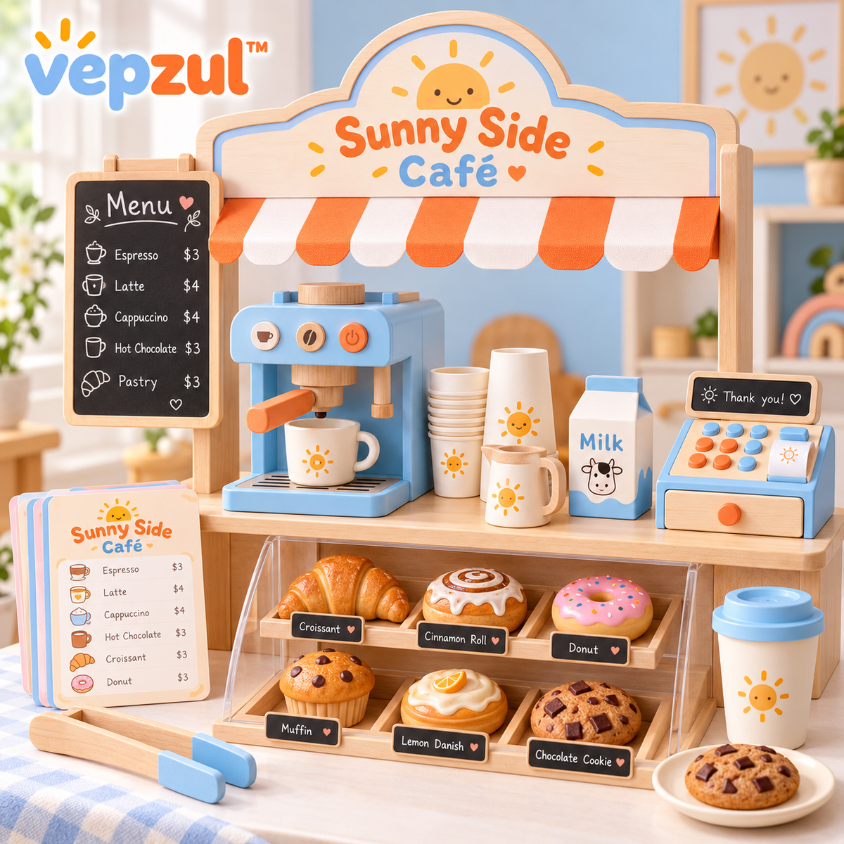 𝐯𝐞𝐩𝐳𝐮𝐥™ Sunny Side Pretend Café Play Set