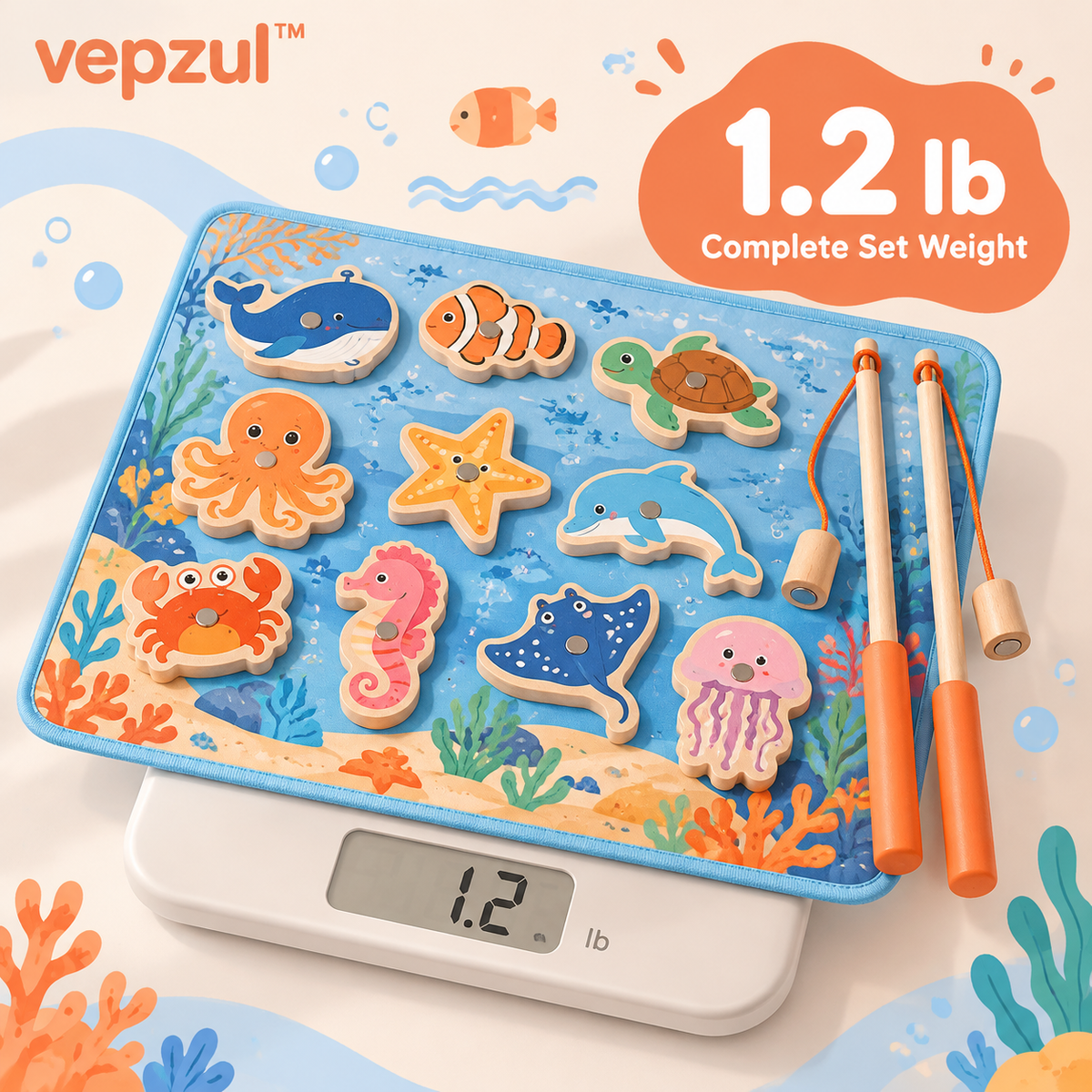 𝐯𝐞𝐩𝐳𝐮𝐥™ Coral Cove Magnetic Fishing Game Set