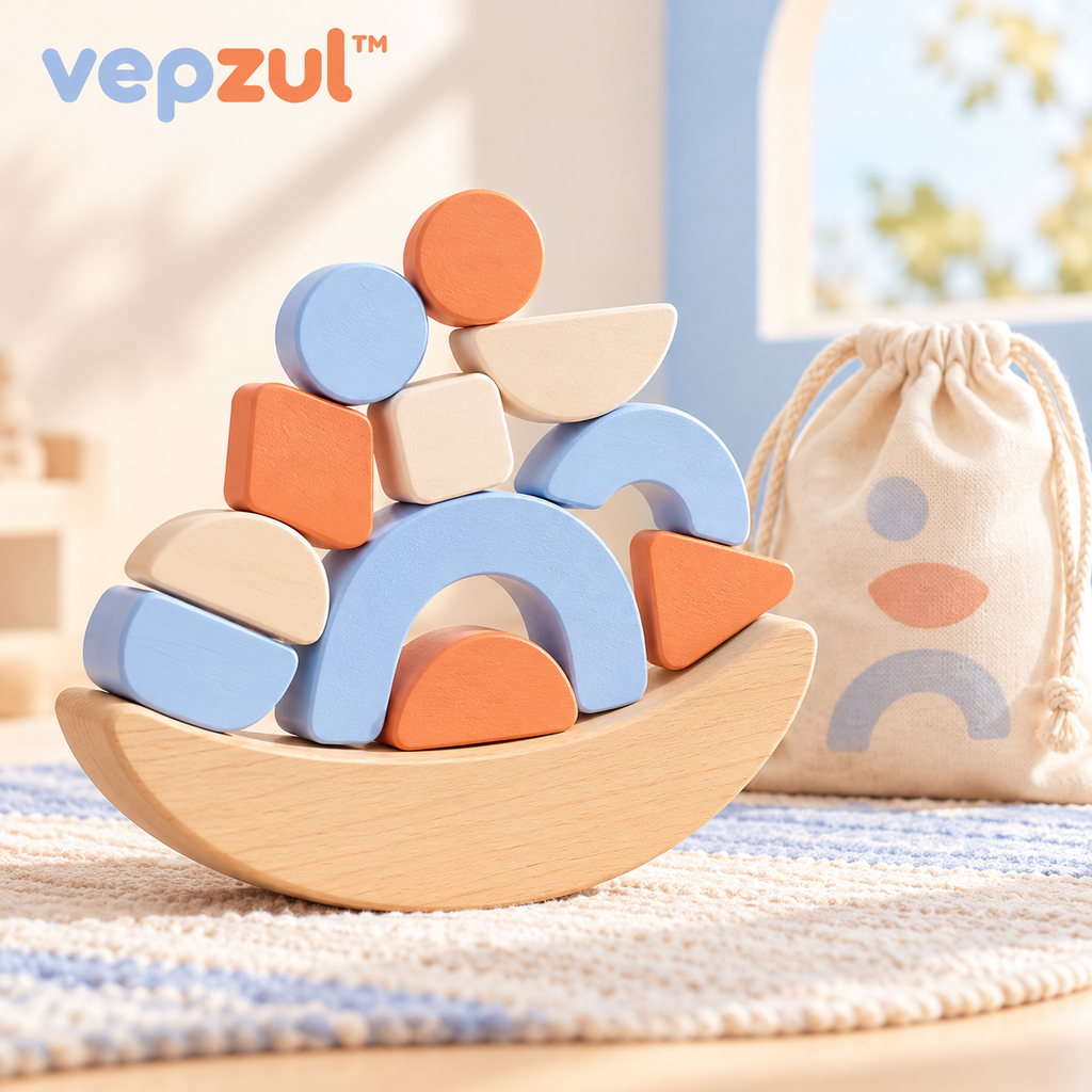 𝐯𝐞𝐩𝐳𝐮𝐥™ Color Loop Wooden Balance Stacking Toy for Kids