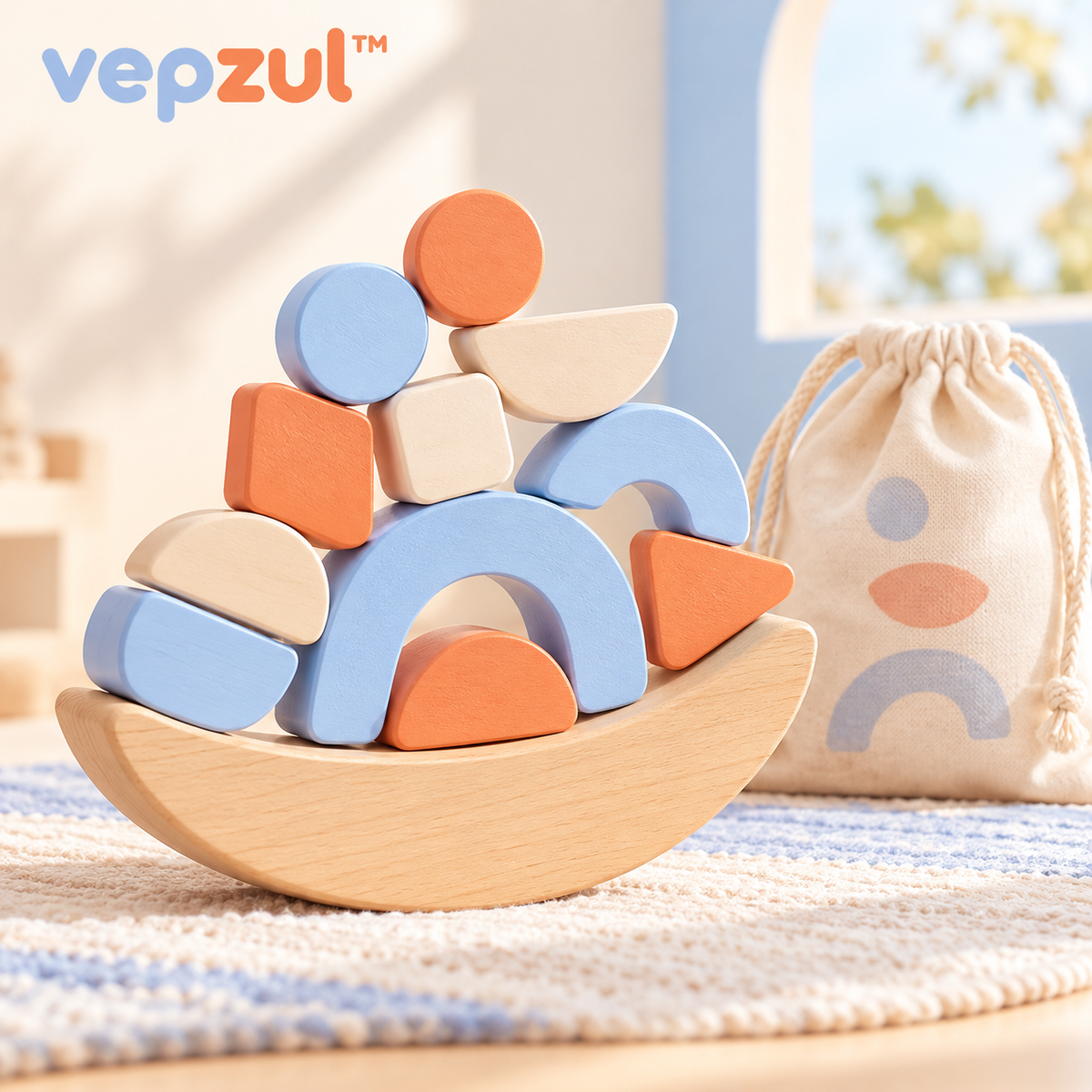𝐯𝐞𝐩𝐳𝐮𝐥™ Color Loop Wooden Balance Stacking Toy for Kids