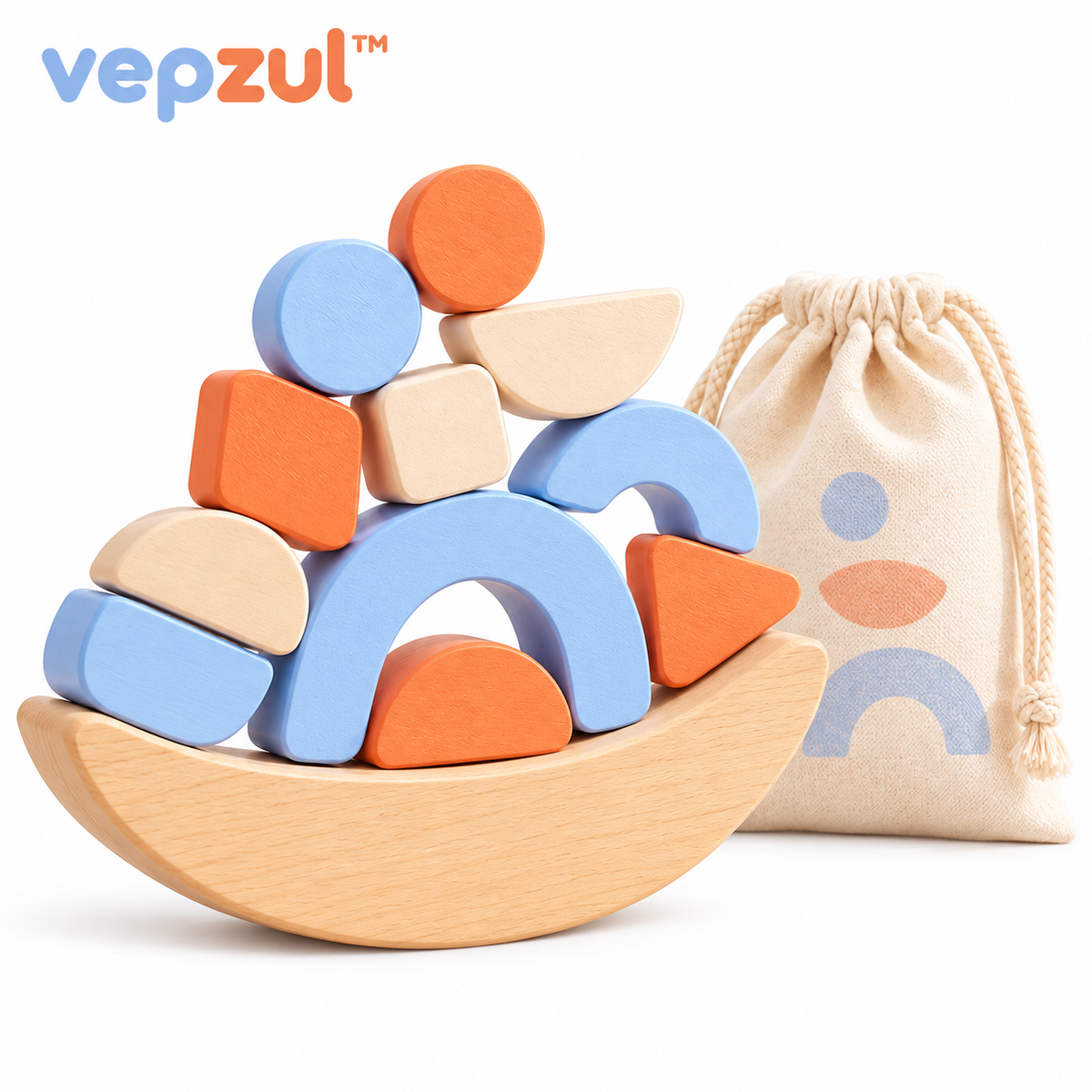 𝐯𝐞𝐩𝐳𝐮𝐥™ Color Loop Wooden Balance Stacking Toy for Kids