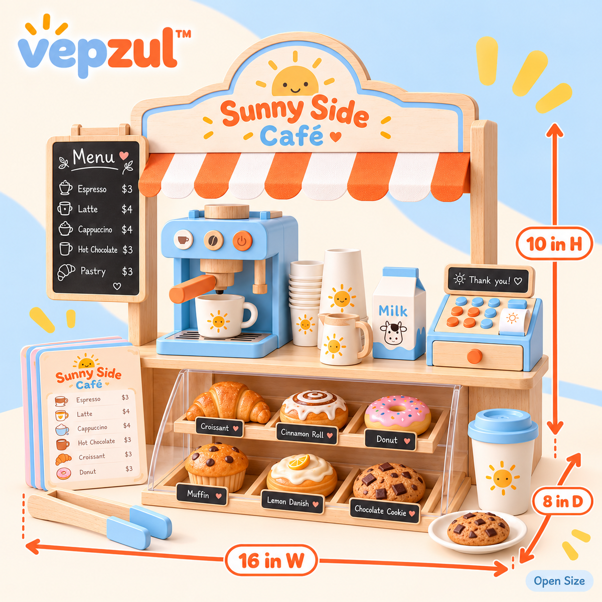 𝐯𝐞𝐩𝐳𝐮𝐥™ Sunny Side Pretend Café Play Set