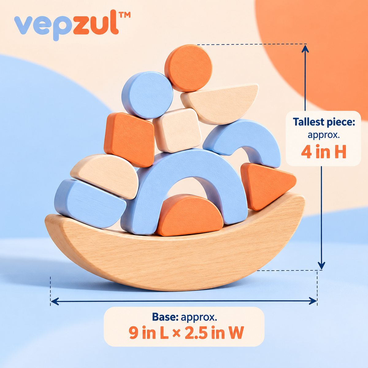𝐯𝐞𝐩𝐳𝐮𝐥™ Color Loop Wooden Balance Stacking Toy for Kids