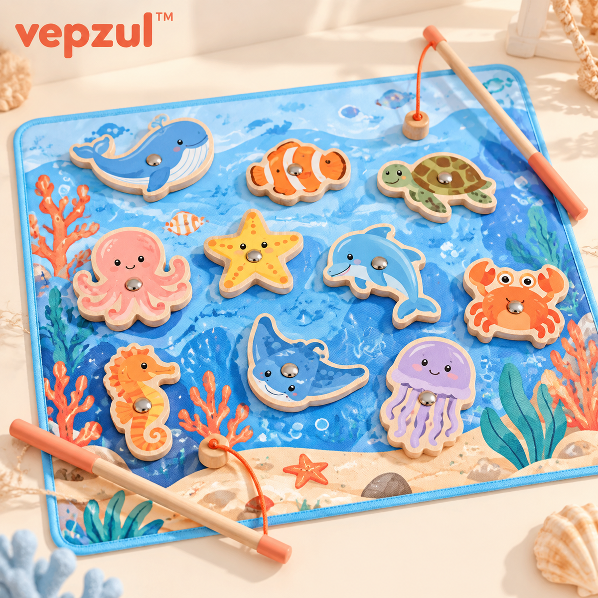 𝐯𝐞𝐩𝐳𝐮𝐥™ Coral Cove Magnetic Fishing Game Set