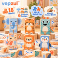 𝐯𝐞𝐩𝐳𝐮𝐥™ Mix and Match Creature Wooden Puzzle Blocks