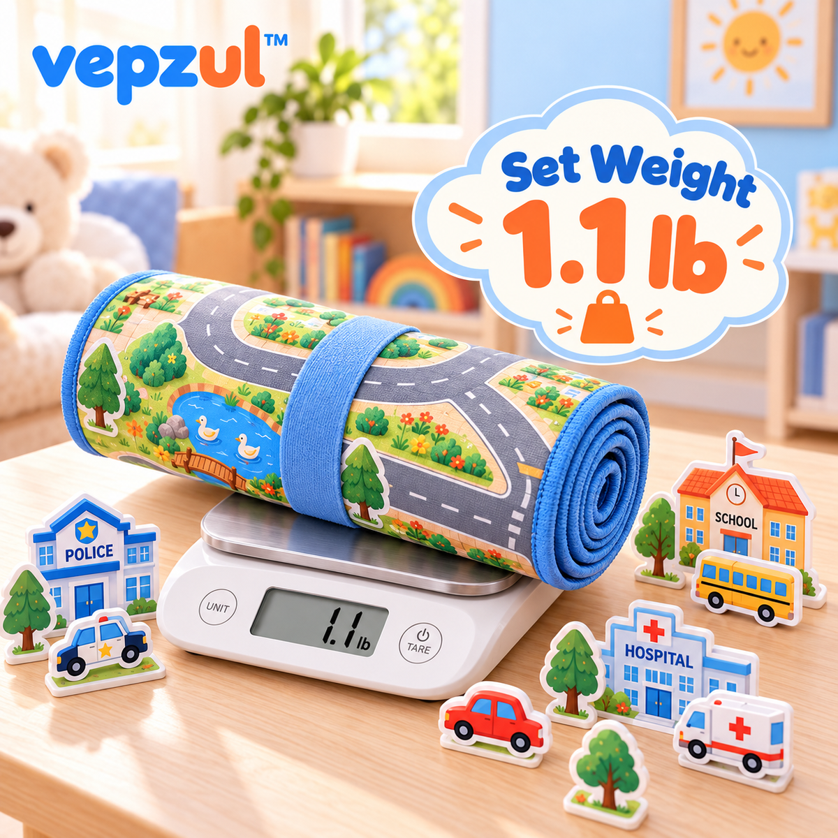𝐯𝐞𝐩𝐳𝐮𝐥™ Paper Town Reusable Road Map Play Set