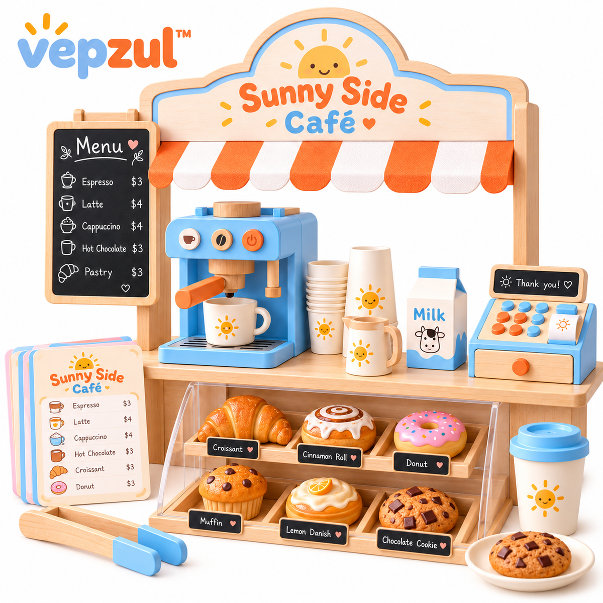 𝐯𝐞𝐩𝐳𝐮𝐥™ Sunny Side Pretend Café Play Set