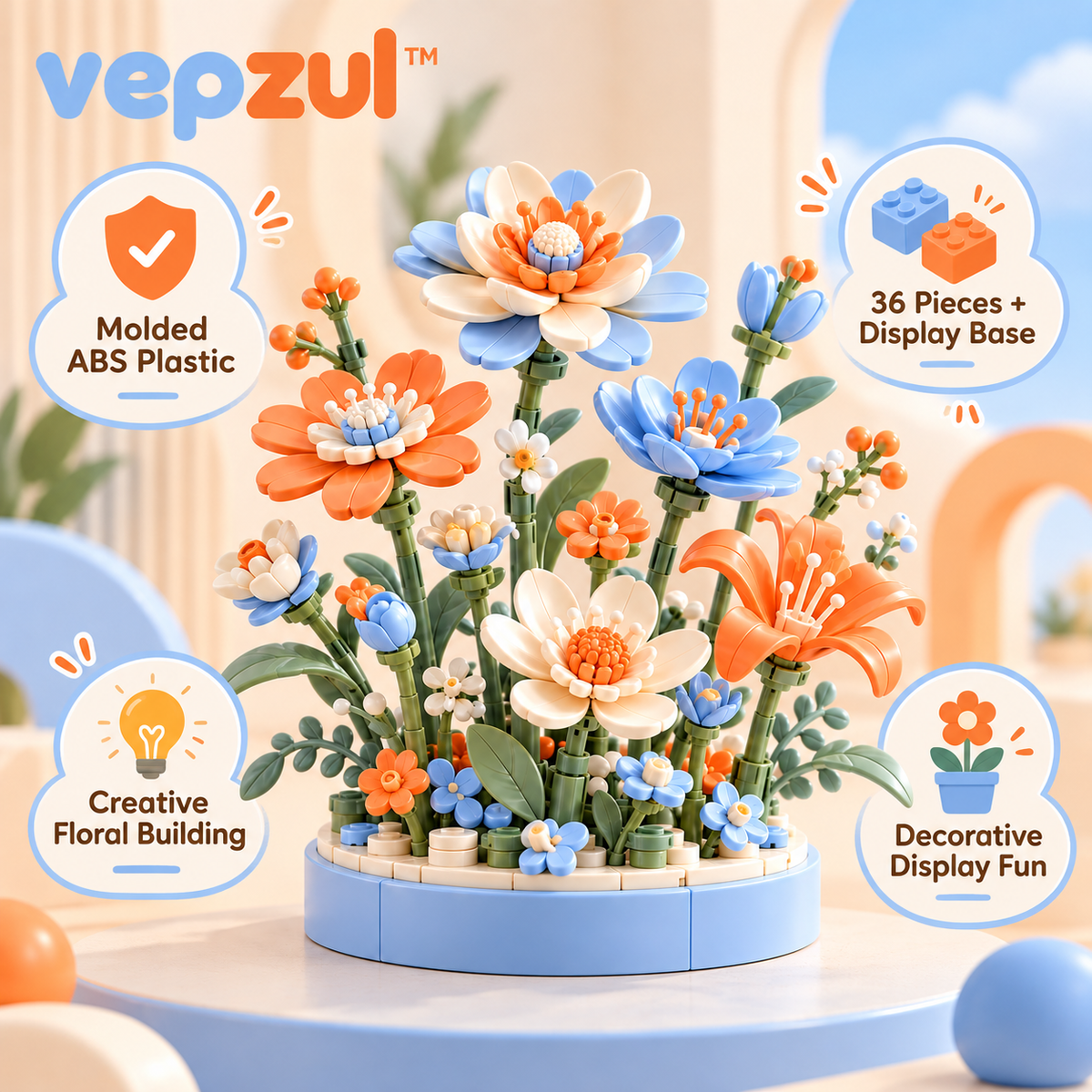 𝐯𝐞𝐩𝐳𝐮𝐥™ Build a Bloom Creative Flower Construction Set