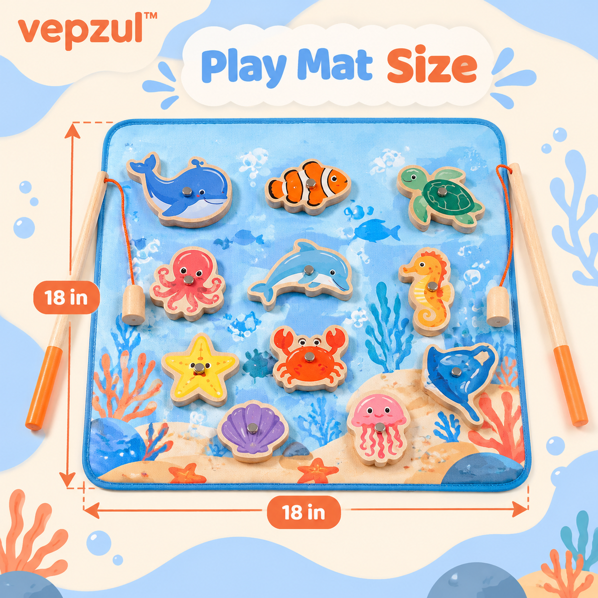 𝐯𝐞𝐩𝐳𝐮𝐥™ Coral Cove Magnetic Fishing Game Set